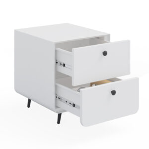 Modern Night Stand Storage Cabinet For Living Room Bedroom, Steel Cabinet With 2 Drawers,Bedside Furniture, Circular Handle - Image 7
