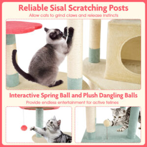 61 Inch Multi-Level Aesthetic Floral Kitten Tower With Flower-Shaped Padded Perch - Image 8