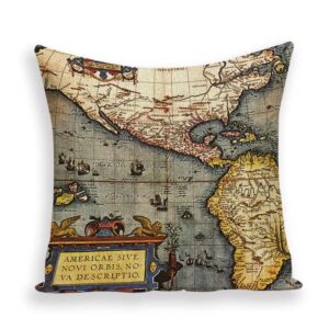 New Retro Toss Pillow Case European World Map Cushion Cover Seat Sofa Covers Morocco Linen House Home Decor Throw Pillows Cases - Image 9