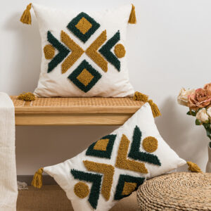 Moroccan Geometric Loop Velvet Tassel Living Room Sofa Cushion Cover - Image 7
