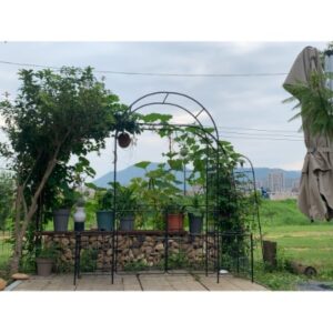 Garden Arch Arbor Trellis For Climbing Plants With Gate, Durable Metal Garden Arch Outdoor Wedding Arch, For Wedding Ceremony Party Plant Climbing Rose Vines Lawn Courtyard Patio Black, 7.15ft - Image 5