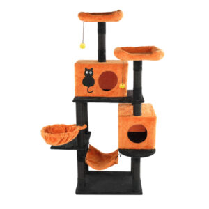 Halloween Cat Tree, Large Cat Tower With 2 Spacious Cat Condos, 2 Padded Perches, 2 Hammocks, Scratching Posts, Hanging Toy, Multi-Level Cat Activities Furniture For Large Cats, Orange & Black - Image 8