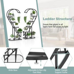 5 Tier Metal Plant Stand With Hanging Hook For Multiple Plants - Image 4