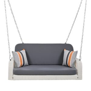 GO PE Wicker Porch Swing, 2-Seater Hanging Bench With Chains, Patio Furniture Swing For - Image 10