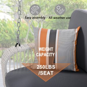 GO PE Wicker Porch Swing, 2-Seater Hanging Bench With Chains, Patio Furniture Swing For - Image 3