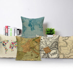 New Retro Toss Pillow Case European World Map Cushion Cover Seat Sofa Covers Morocco Linen House Home Decor Throw Pillows Cases - Image 1