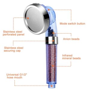 Ionic Filtration Shower Head High Pressure 3 Mode Stone Water Saving Bath Handheld Shower - Image 8