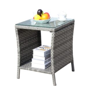 Outdoor Patio Furniture 1 Coffee Table With Clear Tempered Glass - Image 10