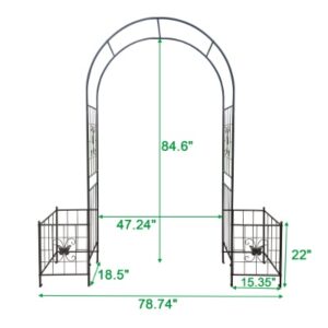 Garden Arch Arbor Trellis For Climbing Plants, Durable Metal Garden Arch Outdoor Wedding Arch, For Wedding Ceremony Party Plant Climbing Rose Vines Lawn Courtyard Patio Black, 7.15ft - Image 7