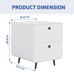 Modern Night Stand Storage Cabinet For Living Room Bedroom, Steel Cabinet With 2 Drawers,Bedside Furniture, Circular Handle - Image 5