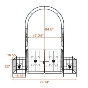 Garden Arch Arbor Trellis For Climbing Plants With Gate, Durable Metal Garden Arch Outdoor Wedding Arch, For Wedding Ceremony Party Plant Climbing Rose Vines Lawn Courtyard Patio Black, 7.15ft - Image 2
