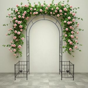 Garden Arch Arbor Trellis For Climbing Plants, Durable Metal Garden Arch Outdoor Wedding Arch, For Wedding Ceremony Party Plant Climbing Rose Vines Lawn Courtyard Patio Black, 7.15ft - Image 2