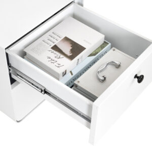 Modern Night Stand Storage Cabinet For Living Room Bedroom, Steel Cabinet With 2 Drawers,Bedside Furniture, Circular Handle - Image 2
